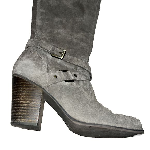 G BY GUESS WOMEN'S BROWN SUEDE Heeled Knee High BOOTS SZ 8.5 - Picture 3 of 6